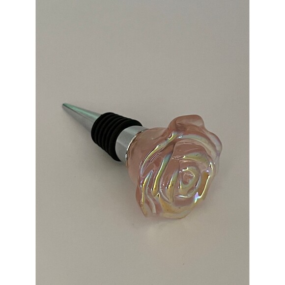 Iridescent Pink Rose Shaped Wine Bottle Stopper - Picture 7 of 7
